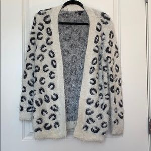 Apt. 9 Fluffy Leopard Sparkle Cardigan Sweater 2000s